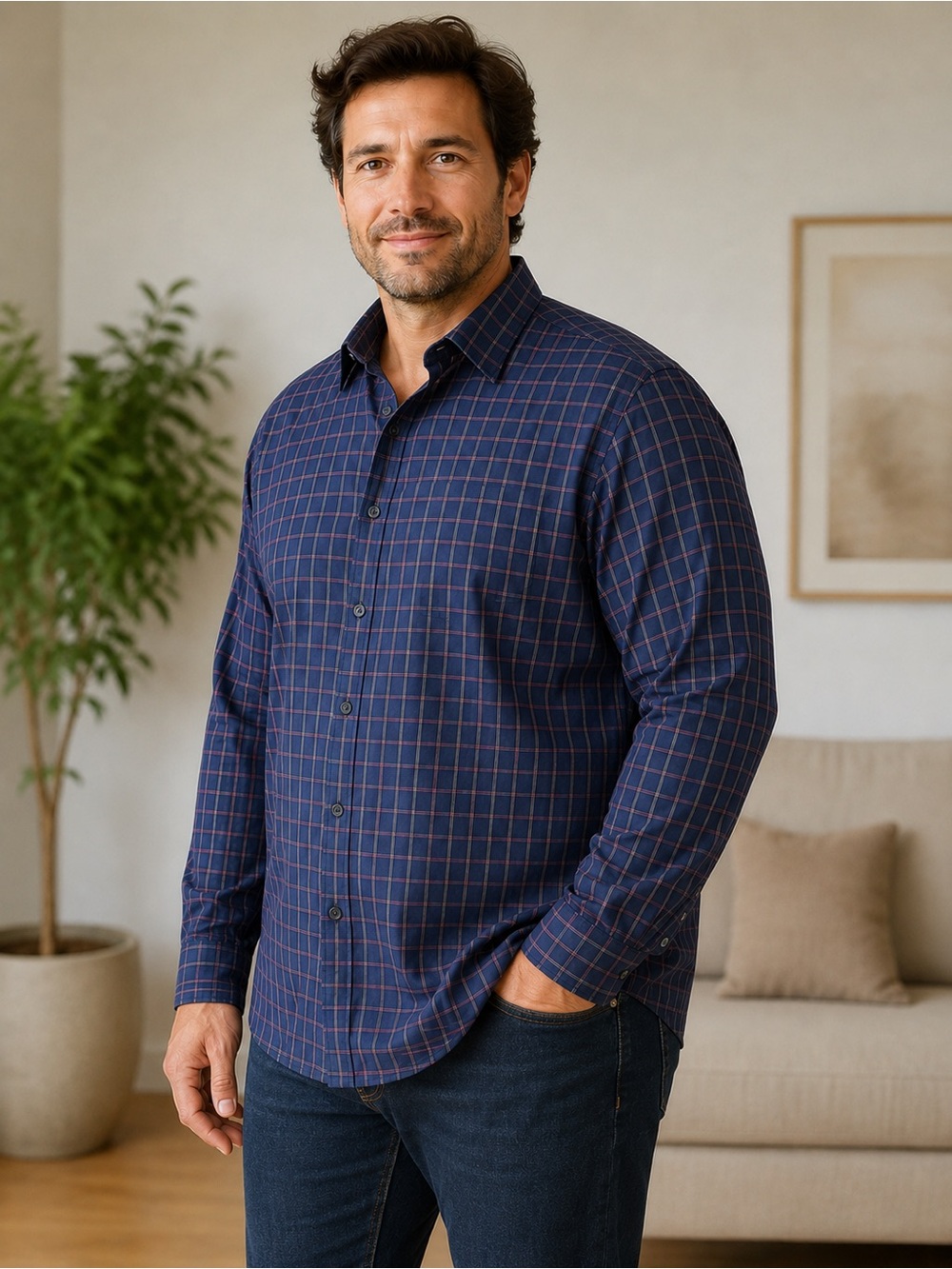 Banana Republic Men’s XXL Slim Fit Plaid Button Down Shirt